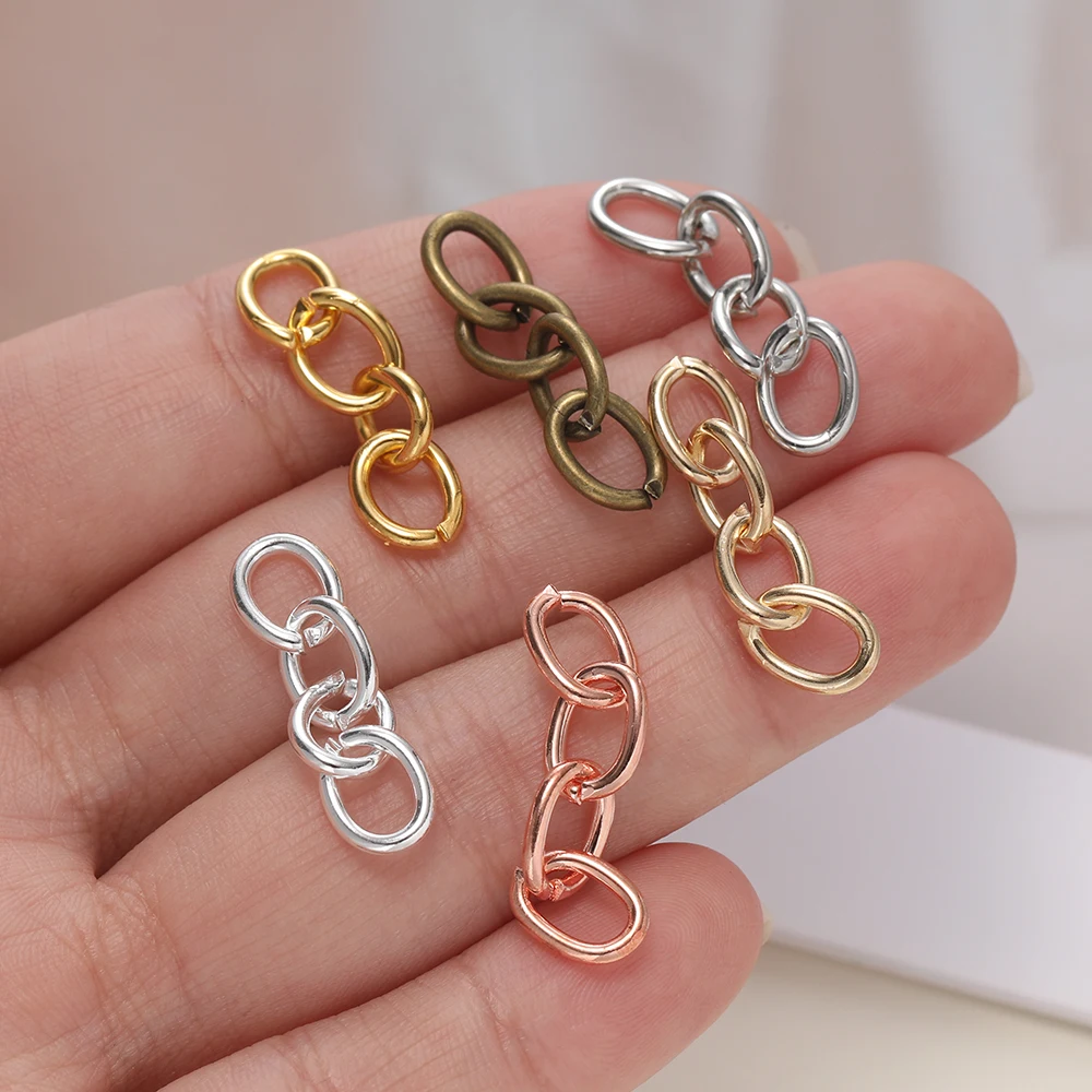 100pcs Iron Extension Chains 4-Link Keychain Tail Chains Metal Ring Buckle for DIY Bracelet Craft Jewelry Making Accessories image 5