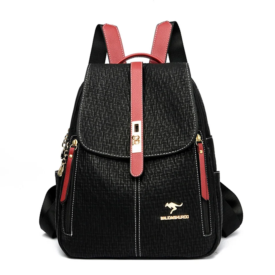 Fashion Female Backpacks  High Quality Leather Bagpack for Women Large Capacity School Travel Bag Ladies Knapsack Shoulder Bag