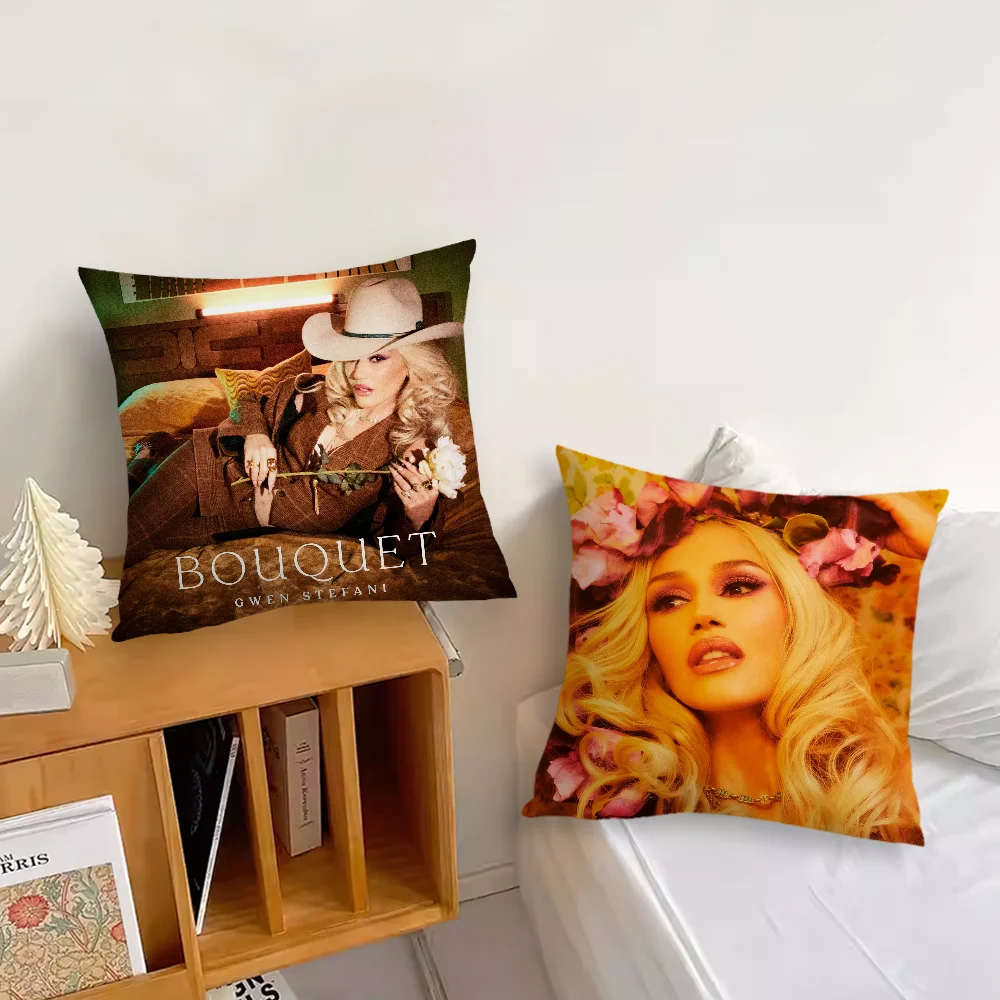 Gwen Stefani Bouquet  Pillow Case For Sofa Bedroom Living Room Office Bedside Table Backrest Cushion Printing Square