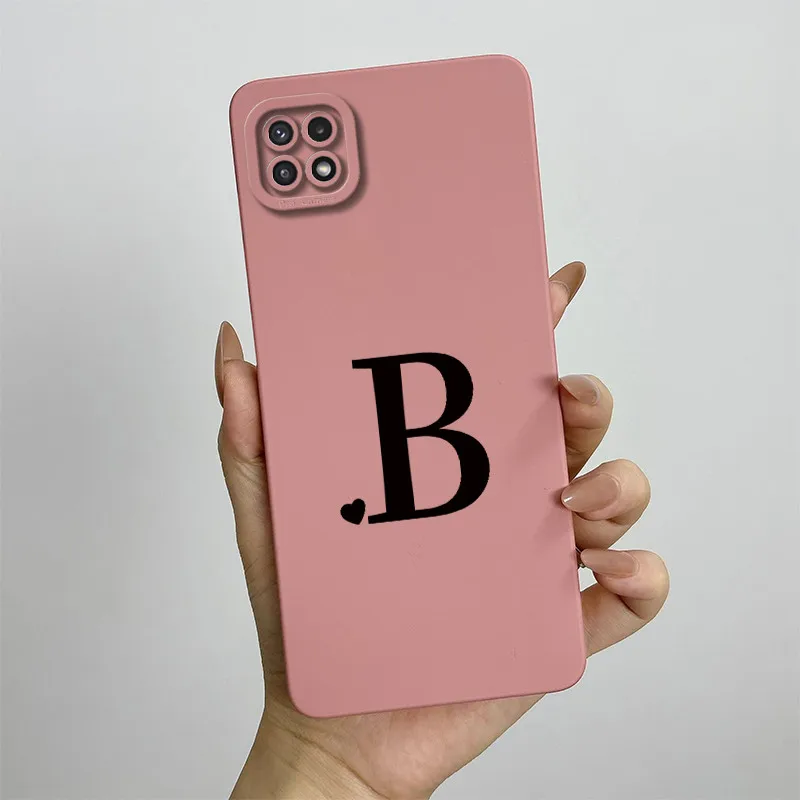 For Samsung A22 5G Case Galaxy A22S 5G Phone Case SM-A226B Cover Cute Initial Letters Shockproof Soft TPU Silicone Back Cover