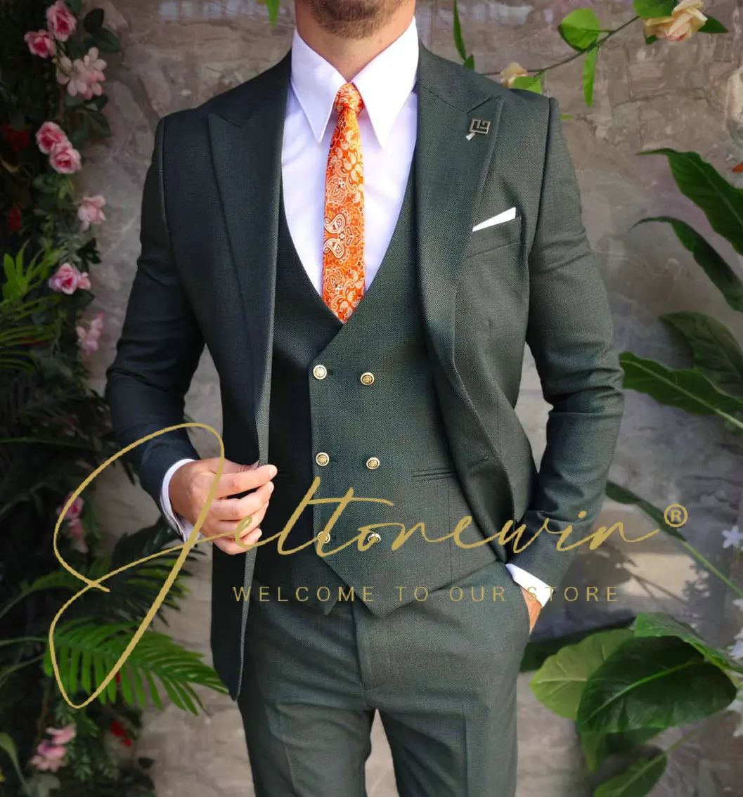 Men's Suits 3 Pieces 2025 New In Fashion Casual Clothing Business Slim-fit Formal Blazer Set Boyfriend Wedding Dresses Suit