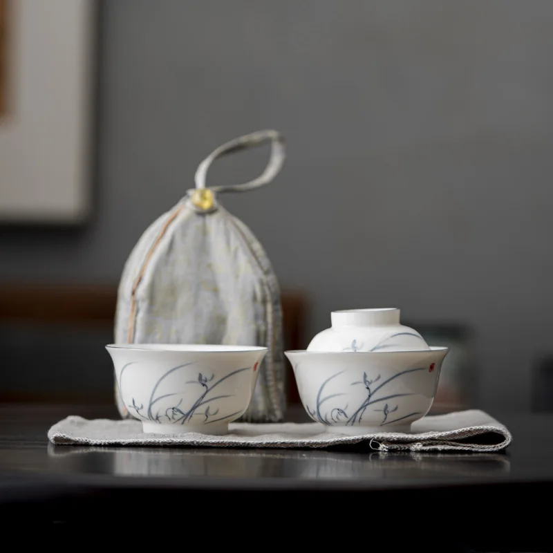 

Portable Tea Set for One Person, One Cup Quick Guest Travel Pot Set, Like Lid Bowl, Single Outdoor Portable Tea Brewing Quick Gu