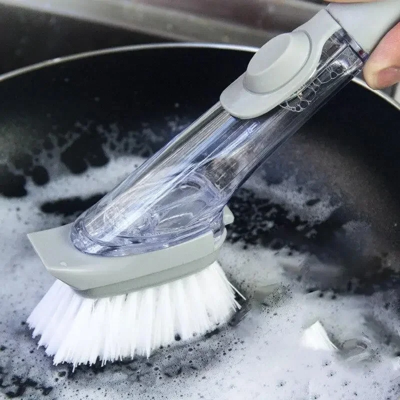 Kitchen Cleaning Brush 2 In 1 Long Handle Cleaning Brush with Removable Brush Sponge Dispenser Dish washing Brush Kitchen Tools