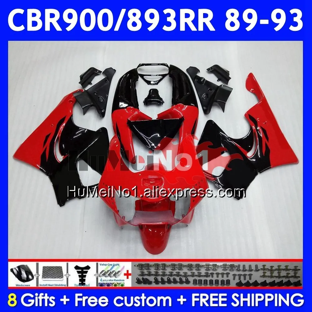 Body For HONDA CBR893RR CBR 893RR Red black 54No.2 CBR900 CBR893 RR 1989 1990 1991 1992 1993 CBR900RR 89 90 91 92 93 Fairing