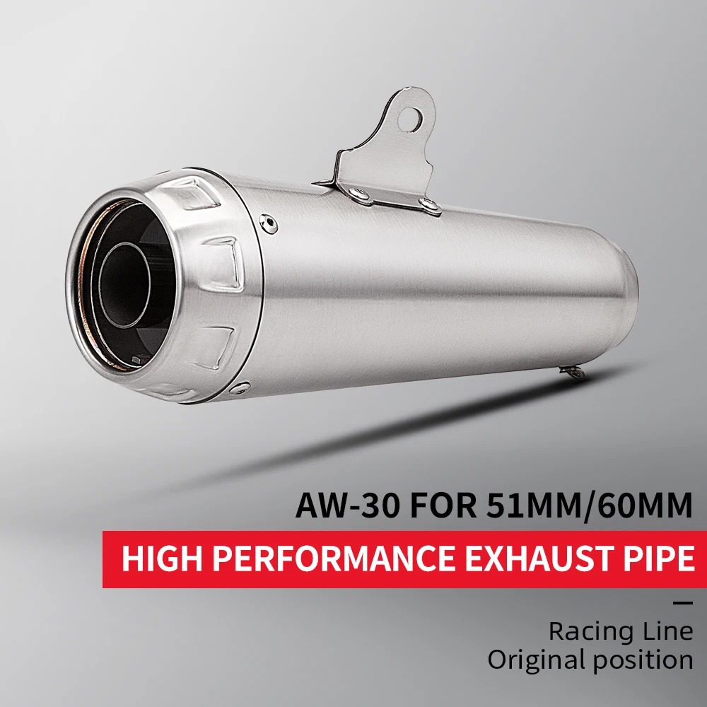 51mm 60mm Universal Motorcycle Exhaust Muffler With DB Killer For ZX4R PCX125 GSX8S CB400F MT03 DUKE1290 NSS750 XSR155 NMAX