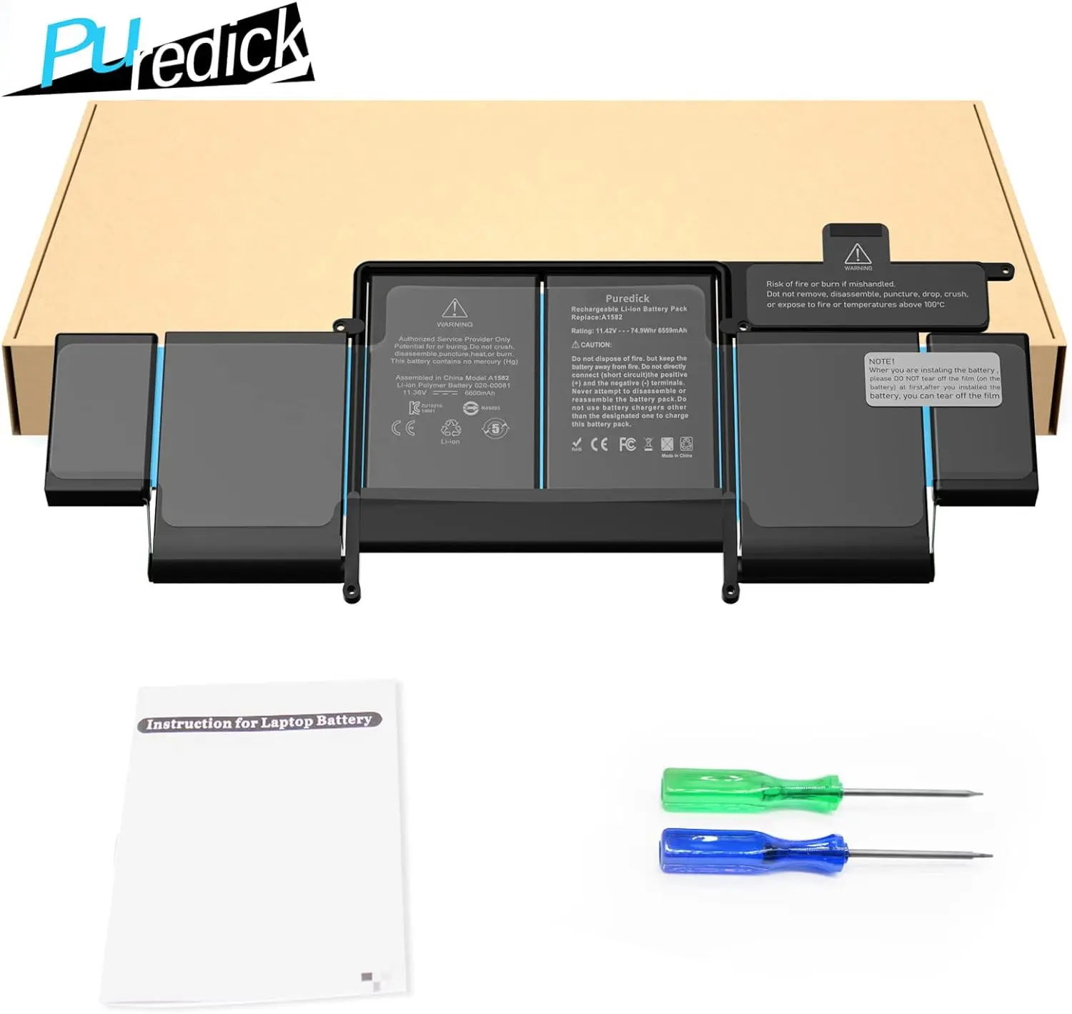 Imagem -03 - Bateria de Substituição para Macbook Pro 13 Retina A1502 Início de 2023 Meados de 2014 Final de 2013 A1493-alta p Yioui-a1582