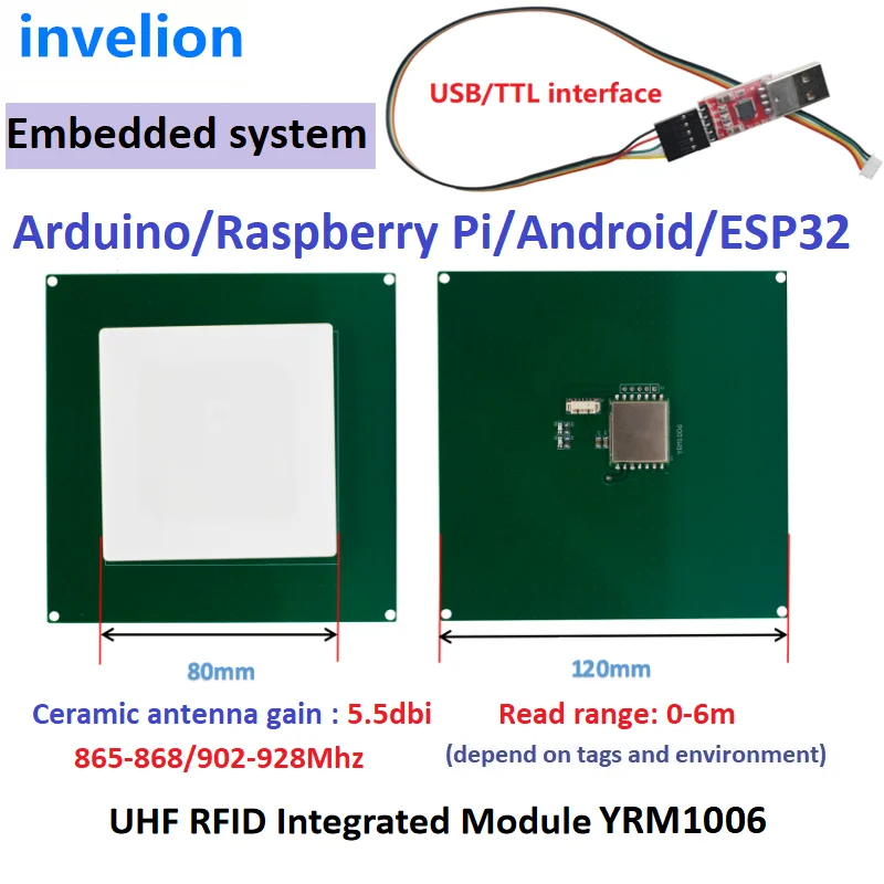 UHF Integrated RFID Module 1-2M Range Raspberry Pi Embedded System USB RFID Module UHF Reader Writer Free Android SDK