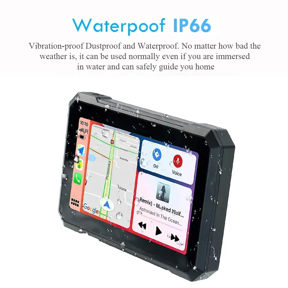 RICOEL Android OS 7-inch IP66 CarPlay Dash Camera 2k DVR Tire Sensor TPMS Motorcycle GPS