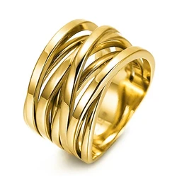 Huitan Hot Metal Finger Rings for Women Modern Fashion Girl Wide Rings Daily Wear Statement Accessories Wedding Jewelry Dropship