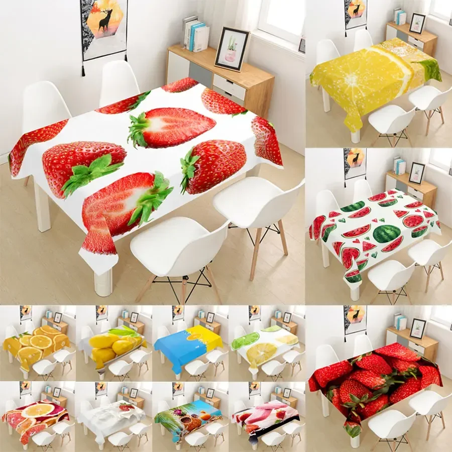 Table Cloth Cover For Coffee Party Living Room Dining Manteles Fruit Tablecloth  Rectangular Home Decoration Lemon Strawber