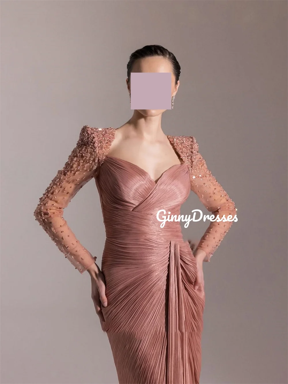 

Вечернее платье с квадратным вырезом на заказ, элегантные вечерние платья трапециевидной формы для женщин, длиной до пола, на молнии, с длинными рукавами, для свадебной вечеринки