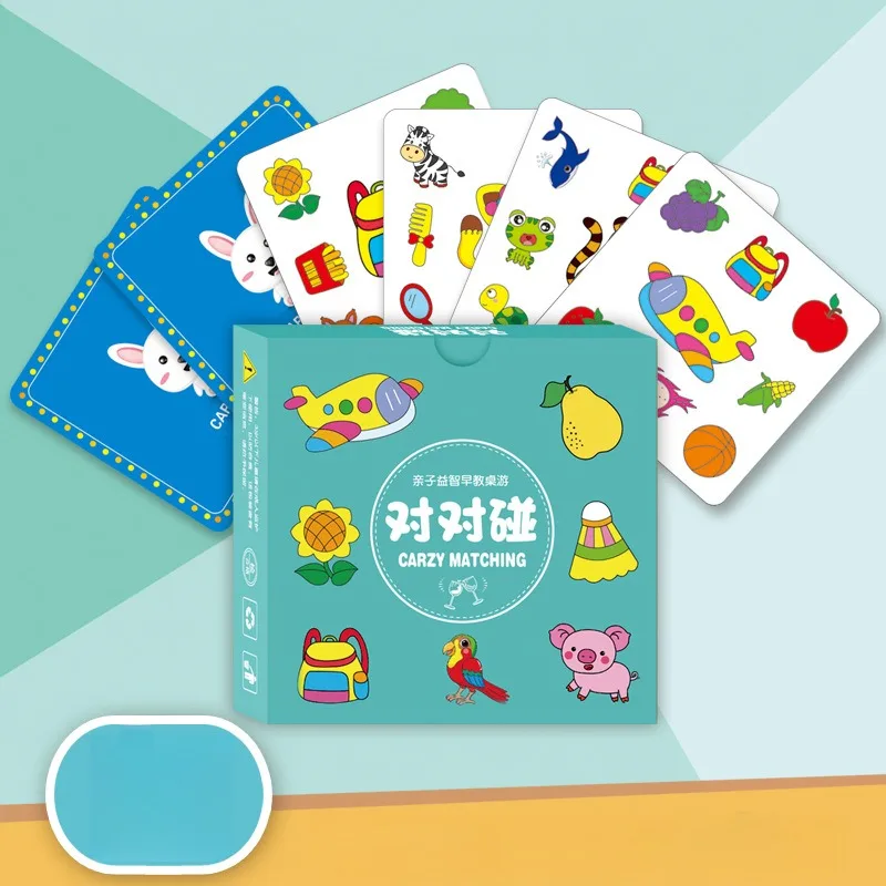 54pcs A Set Parent Child Interactive Board Card Game Toy with Early Educational Fruit Animal Sensory Cognitive Crazy Puzzle Kid