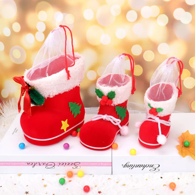 Christmas Little Red Boots Decor Increase Atmosphere Creative Candy Gift packaging Bag Christmas Home Decoration Supplies