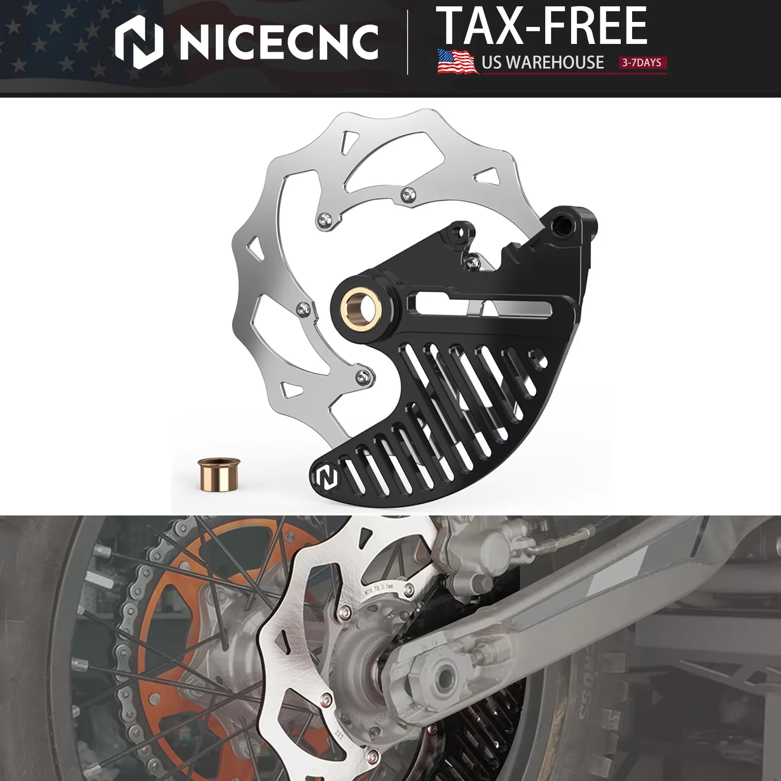 

NICECNC For STARK VARG MX/EX Electric Dirt Bike 2024 2025 240mm Flame Oversize Rear Brake Disc Rotor & Rear Brake Disc Guard