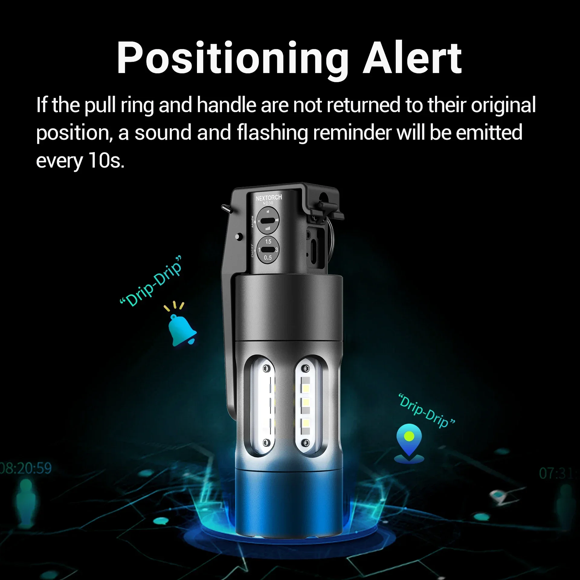 Nextorch estroboscópico de 11000 lúmens nd30, 2 metros, resistente ao impacto, 130 decibéis, vários modos, serviço de distração tática