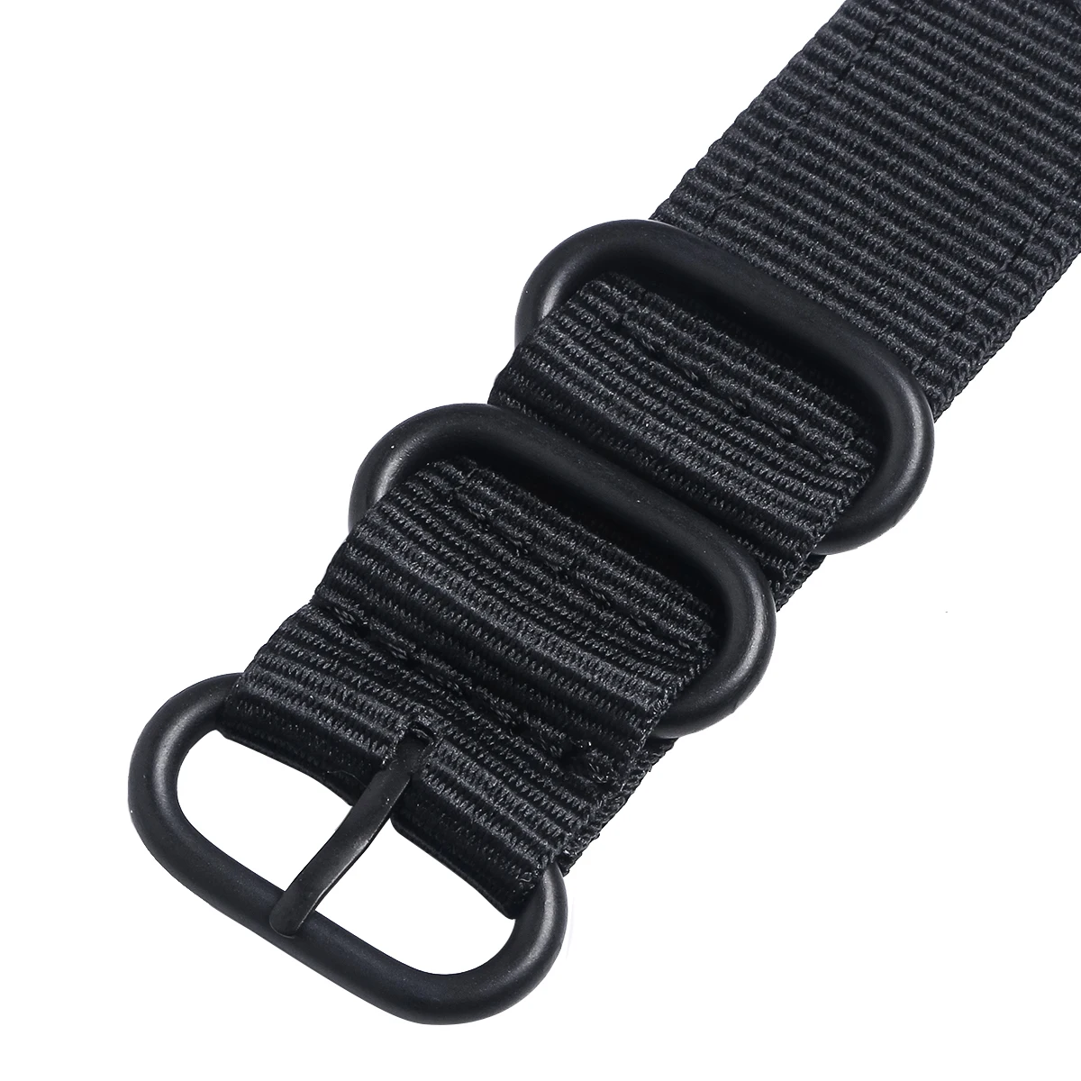 

24mm Watch Strap Webbing Durable 2-Joint Nylon Watch Band Wristband for Watch Replacement (Whole Black)