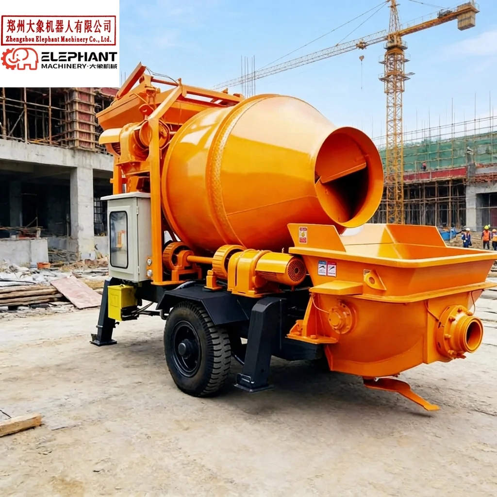 Customized Easy Operate Concrete Mixer With Pump Machine 37 KW/45 KW Diesel Engine Cement Mixer