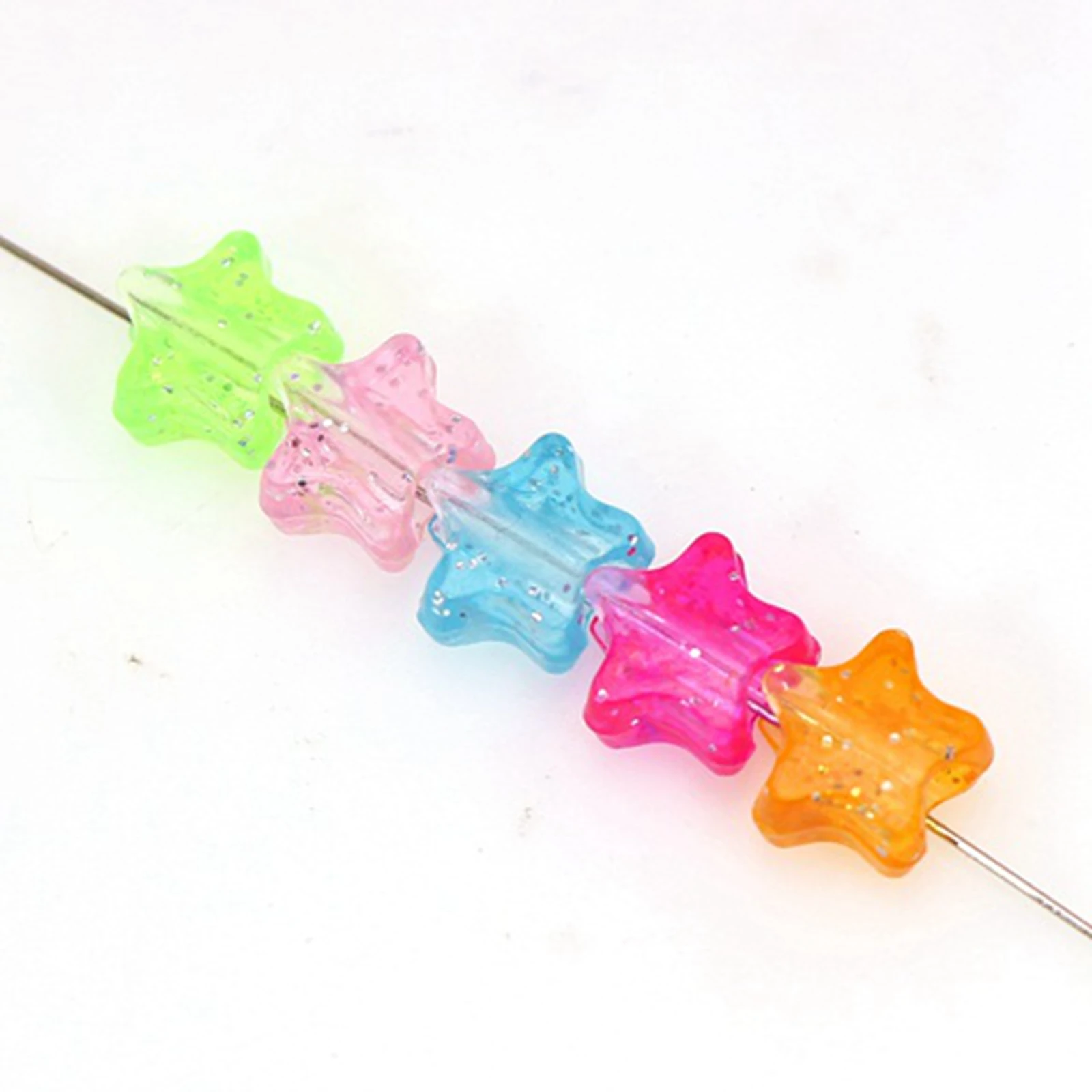200 Mixed Transparent Glitter Color Star Pony Beads 10mm Big Hole 4mm Kids Craft Kandi Bracelet