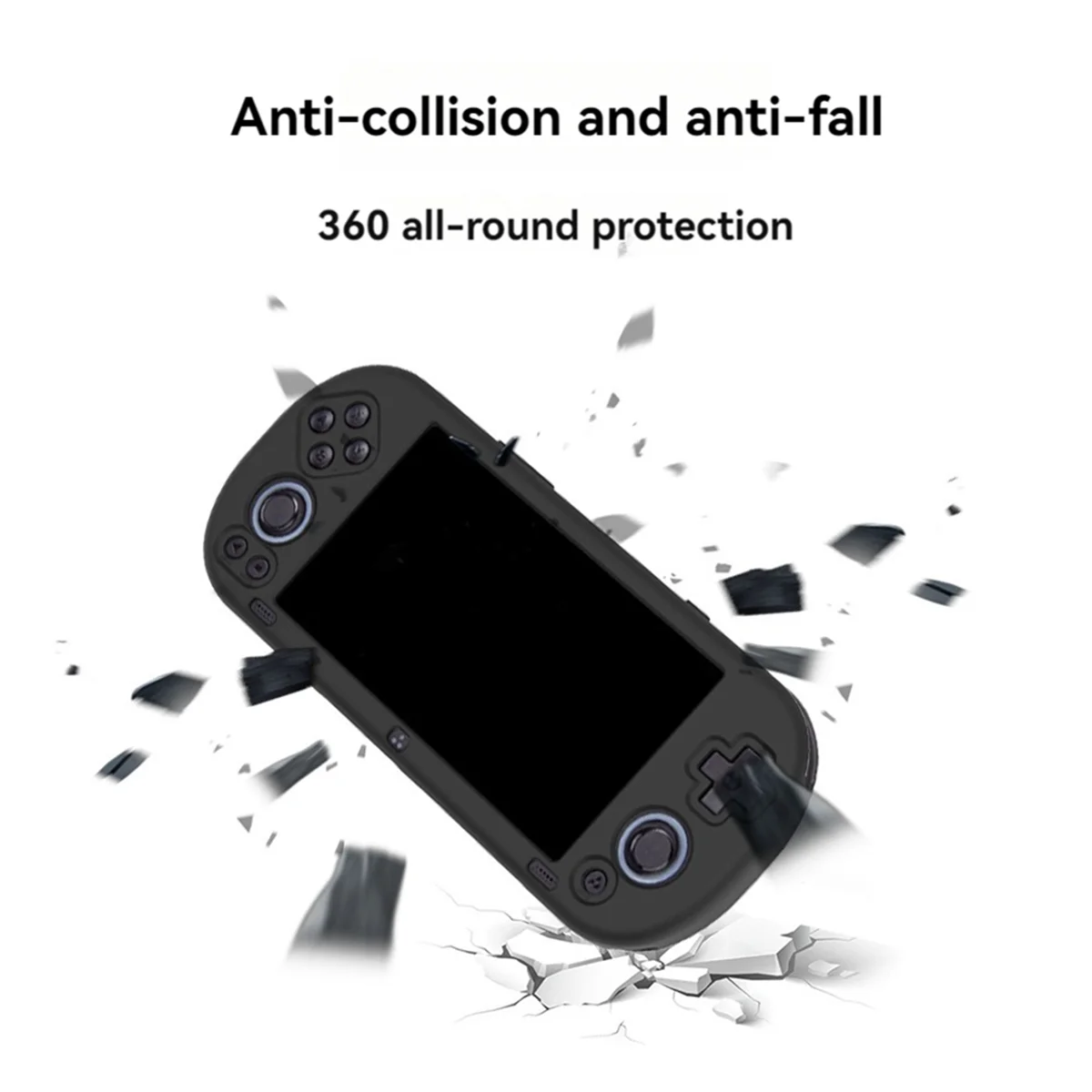 Capa de silicone para console de jogos AU32-Game, capa protetora à prova de quedas e à prova de choque para console de jogos Trimui Smart Pro 5 polegadas preta