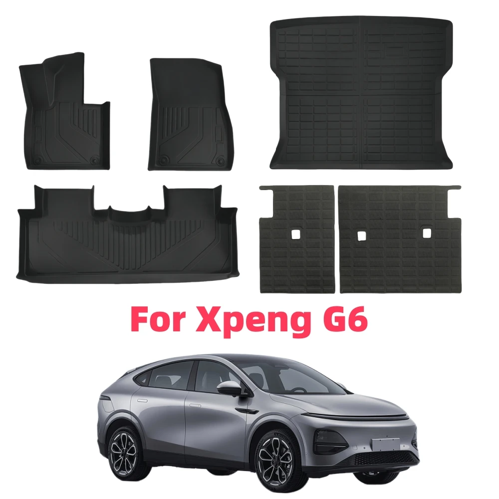 For Xpeng G6 Car Floor Mats Trunk Mat Cargo Liner Trunk Pad TPE 3D Floor Mat Backrest Protection Pad Waterproof Odorless