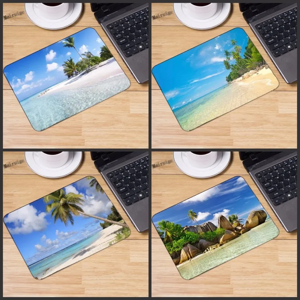 Mairuige Sunshine Beach Mouse Pad Coast Sea Palm Trees Mousepad Rectangle 220mm*180mm*2mm Table Mat Gamer Keyboard Table Cushion