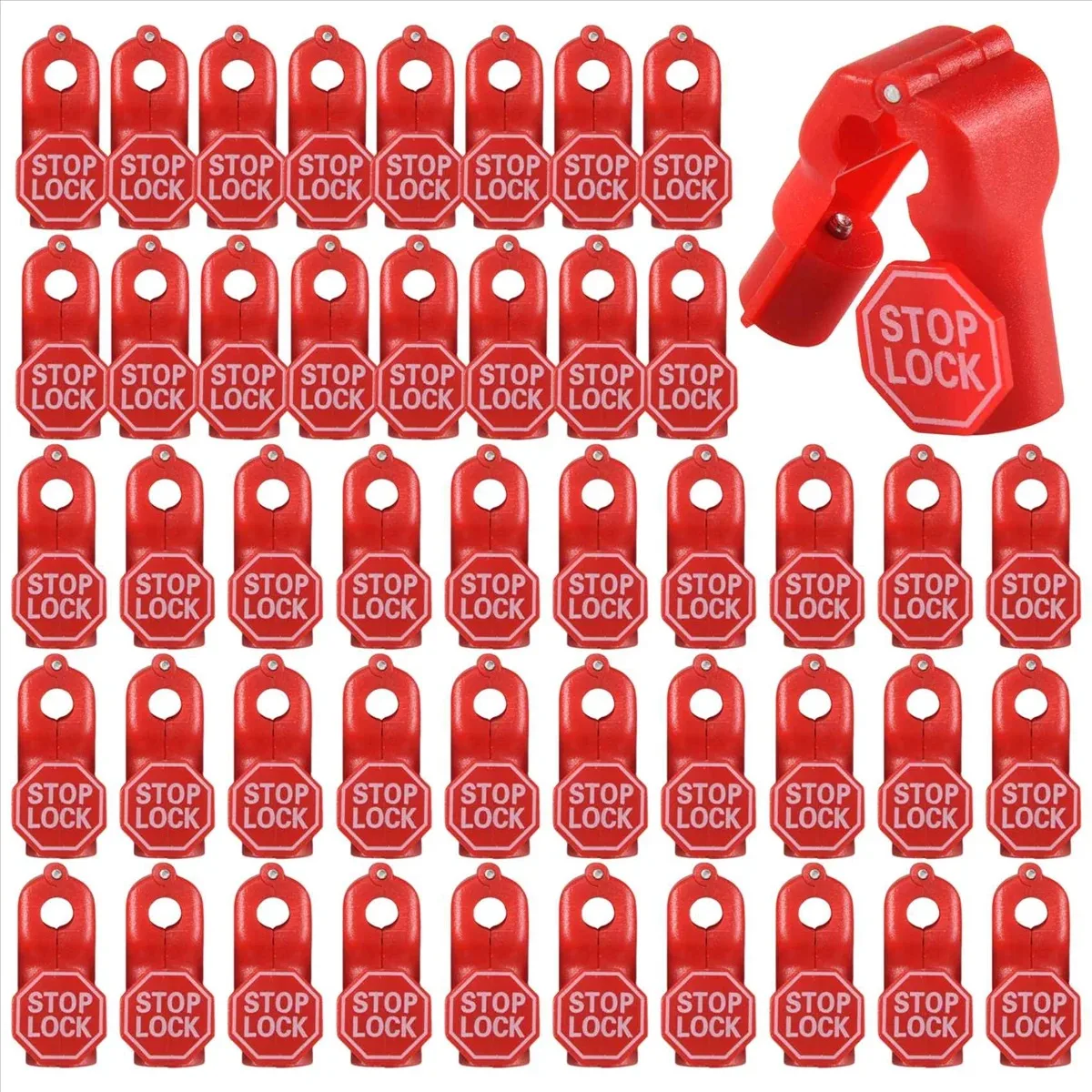

Peg Hook Lock Stop Lock 100 Pieces Plastic Red Anti-Theft Lock Retail Pin Hook Safety Shop Anti-Lost Hanging Display Hook