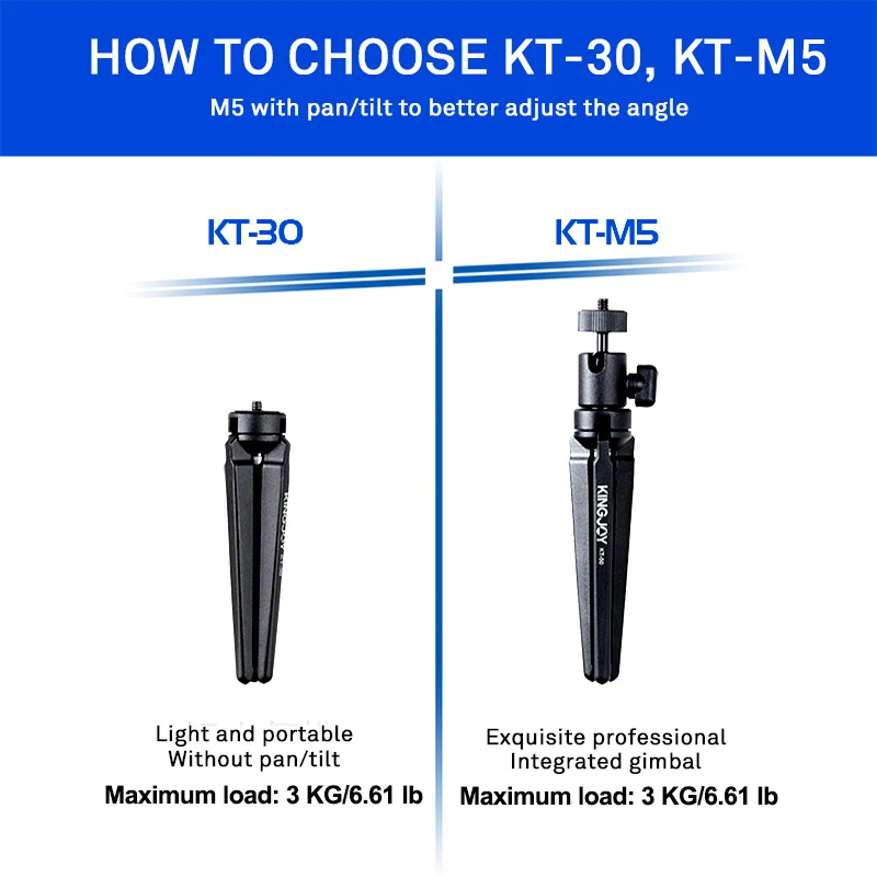 KINGJOY KT-30/M5 Aluminum Mini Tripod For Phone Camera Stand With Ball Head Mobile Smartphone Holder Tripod Flexible for Travel