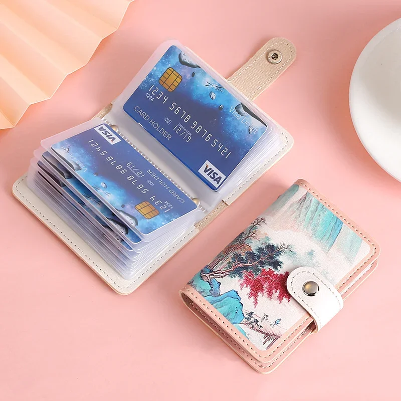 Wallets Bag Scenery Cute Business Shield Card Holder Organizer Bank Credit Bus Card Cover ID Cards Holders Anti Thief Coin Pouch