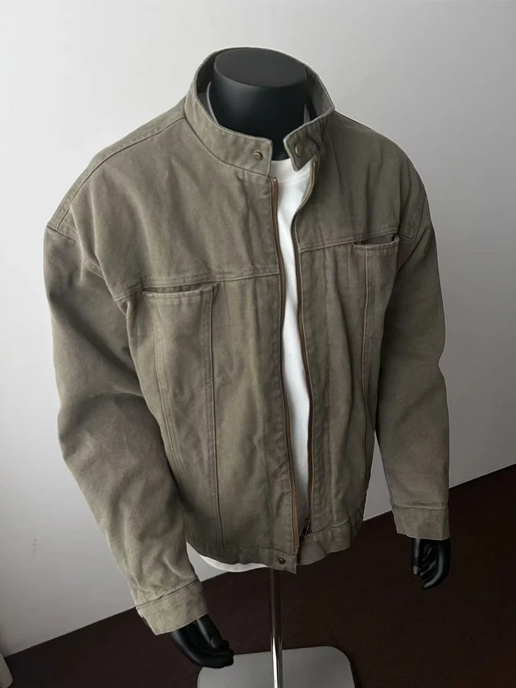 

Retro American ort Workwear Jaet Men's Autumn Winter Trendy Brand Waed Stand Collar Cleanfit Harrington Jaet