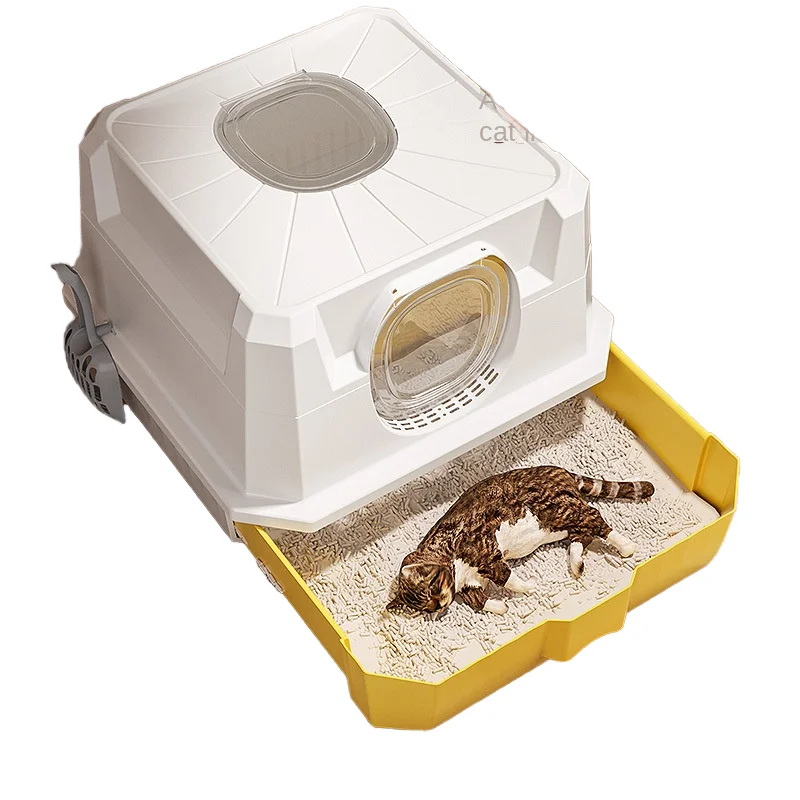

STLF JW Oversized 20L Fully Enclosed Drawer-Type Cat Box Easy-to-Clean Thickened Durable Plastic Pet Cleaning Supplies