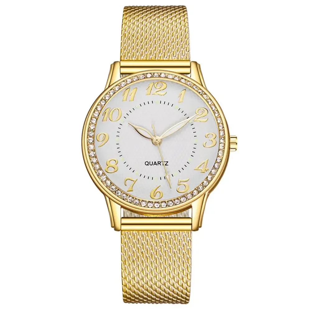 Relojes de Mujer 2024, pulsera de malla de lujo, cristal con incrustaciones de oro rosa, moda, nuevo Часы Ж Dönе Reloj de Mujer Relógio Часы Жletiе