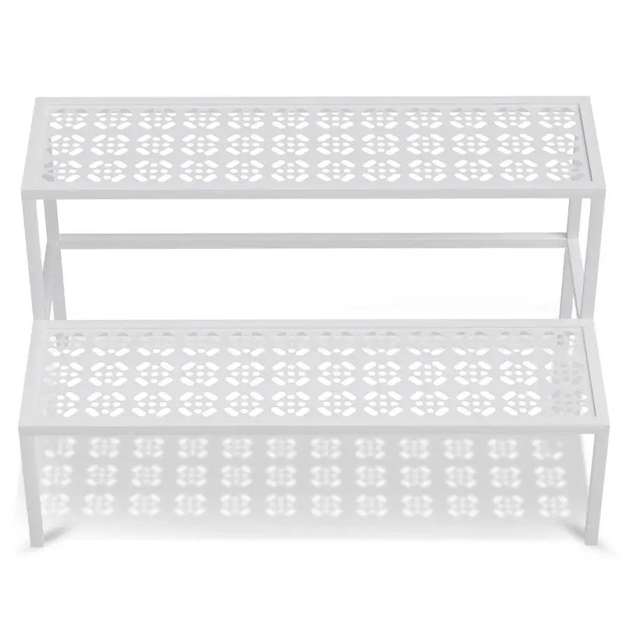 

Металлическая подставка для растений, 2-ярусная, для нескольких цветочных горшков, полка для комнатных и уличных растений, прочная подставка для цветочных кашпо