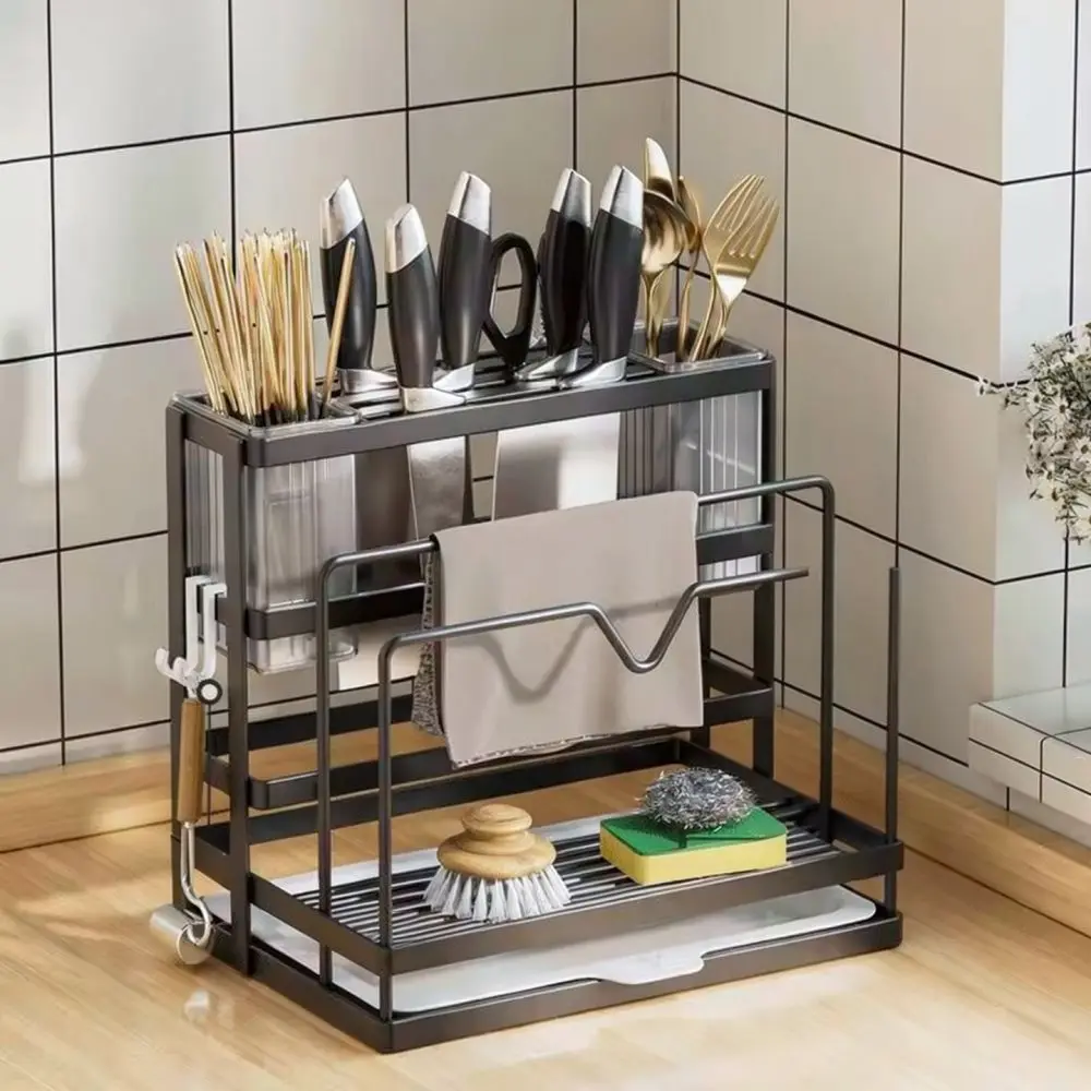 Practical Kitchen Storage Rack Organizer For Knives Cutting Board Pot Lid Stand Multi Purpose Countertop Space Saver Tool