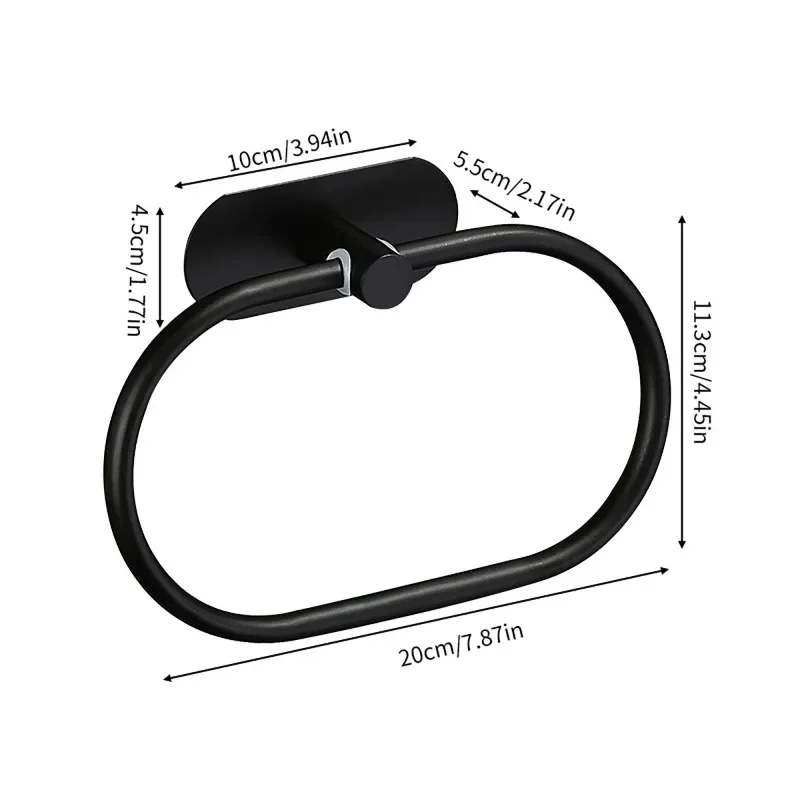 مناشف الحمام رف حامل منشفة من الفولاذ المقاوم للصدأ ذاتية اللصق الأسود Washhand شماعات حلقة السكك الحديدية بار اكسسوارات تخزين المطبخ #6