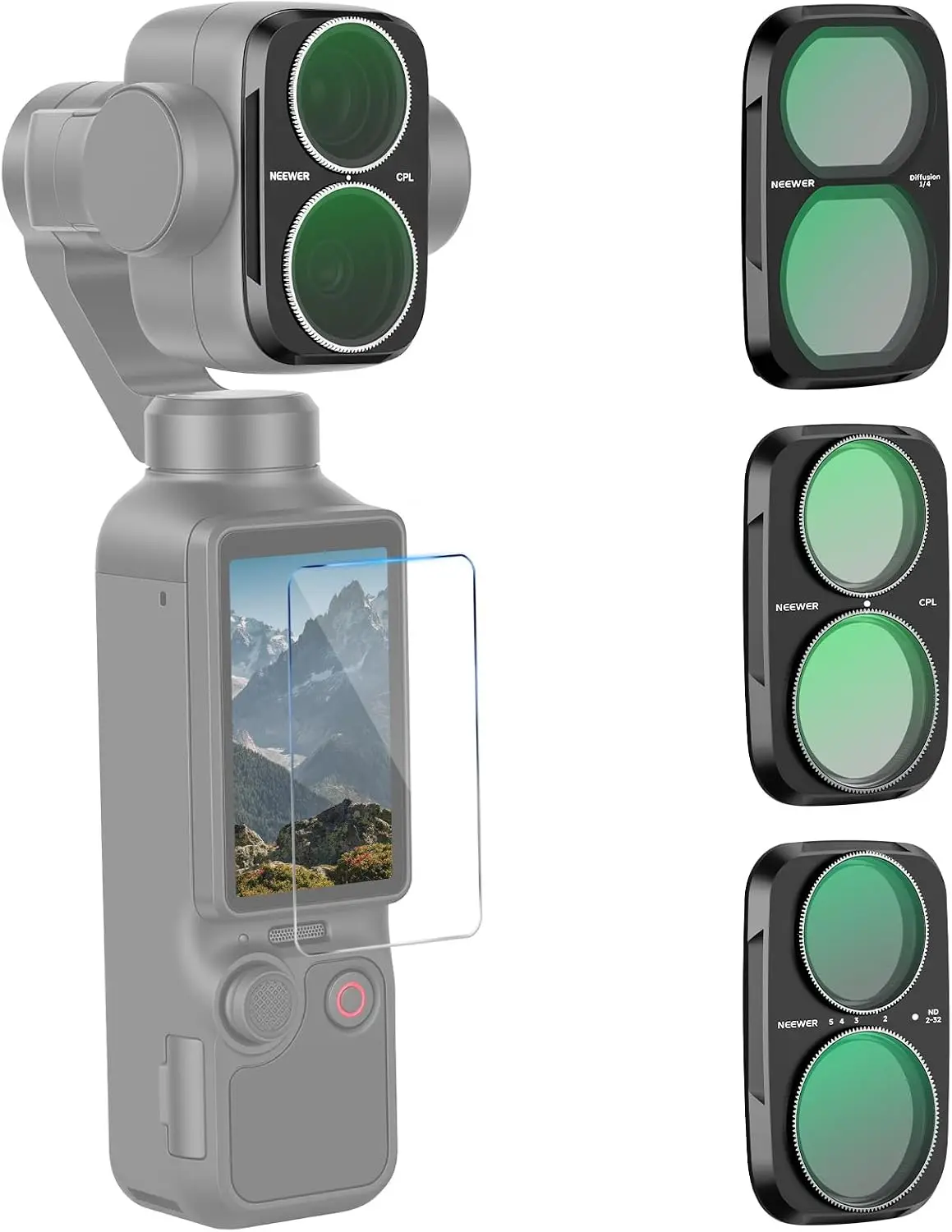 NEEWER ND/CPL/Effect Filter Compatible with DJI Osmo Pocket 4P, Black Diffusion 1/4 Filter for Mist Cinematic Effect