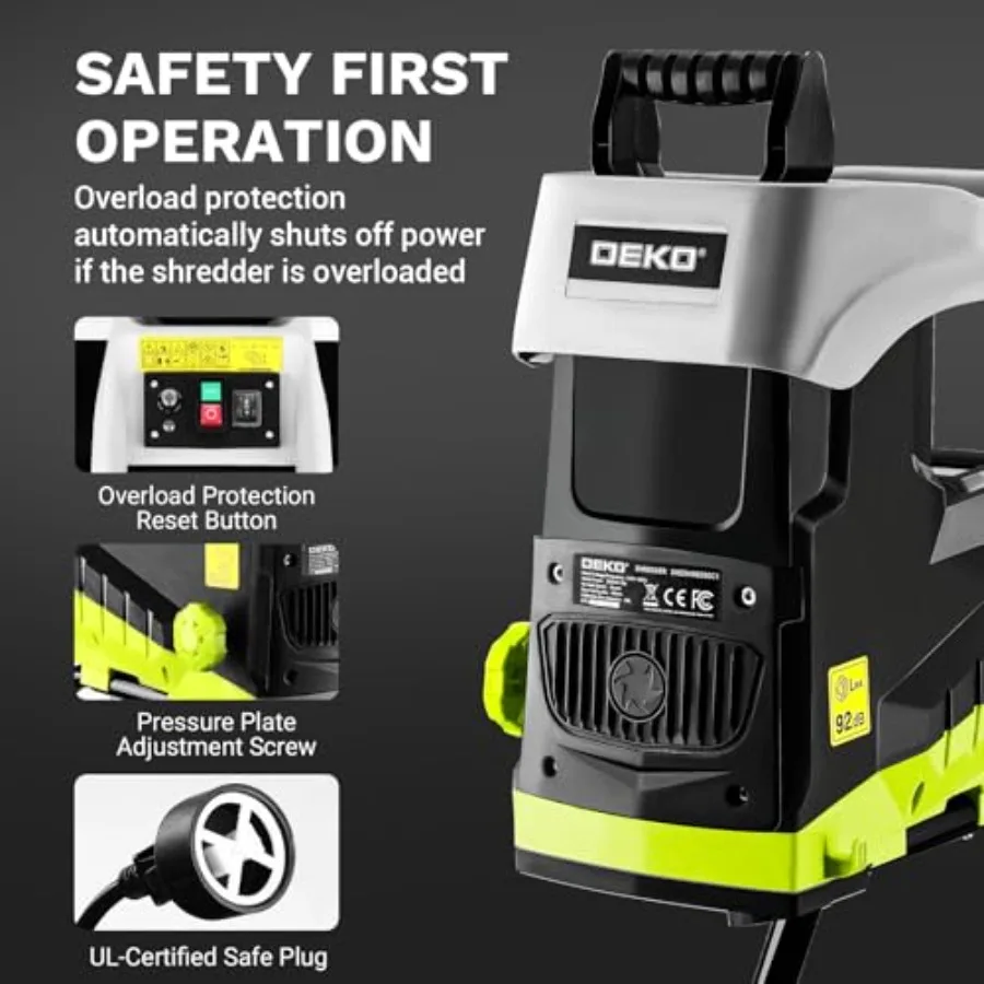 ماكينة تقطيع الخشب الكهربائية 15 أمبير مع قوة 2800 وات وقطر قطع 1.77 بوصة لآلات تغطية أوراق الحديقة الفعالة المجهزة