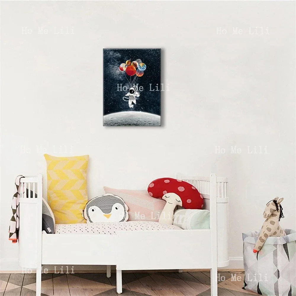 Astronaut With Planet Creative Picture Inspirational Wall Art For Outer Space Motivational Canvas Decor