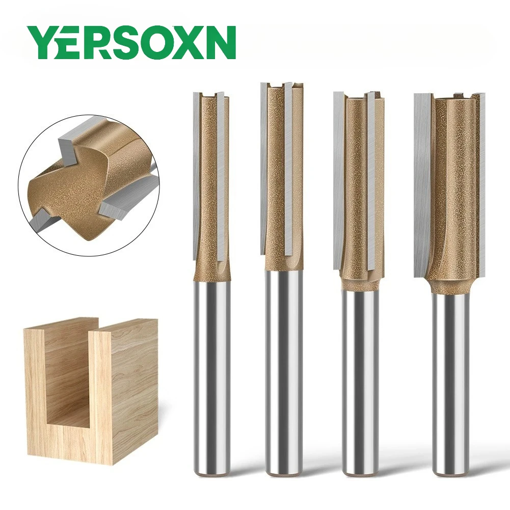 

1PC 1/4" 6mm Shank CNC Straight Bit Flush Trim Single Three Flute Router Bit Tungsten Carbide Milling Cutter Woodworking Tools