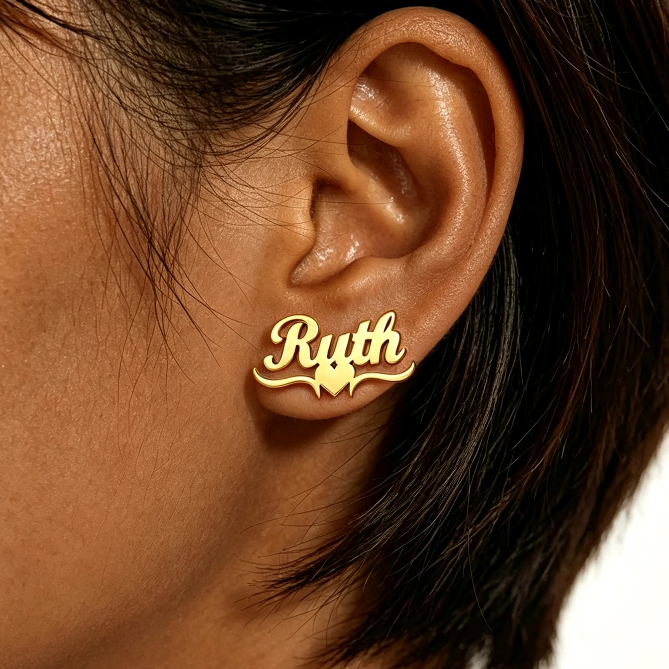 Custom Heart Name Earrings For Women Stainless Steel Customized Stud Earring Female Personalized Ear Jewelry Girlfriend Mom Gift