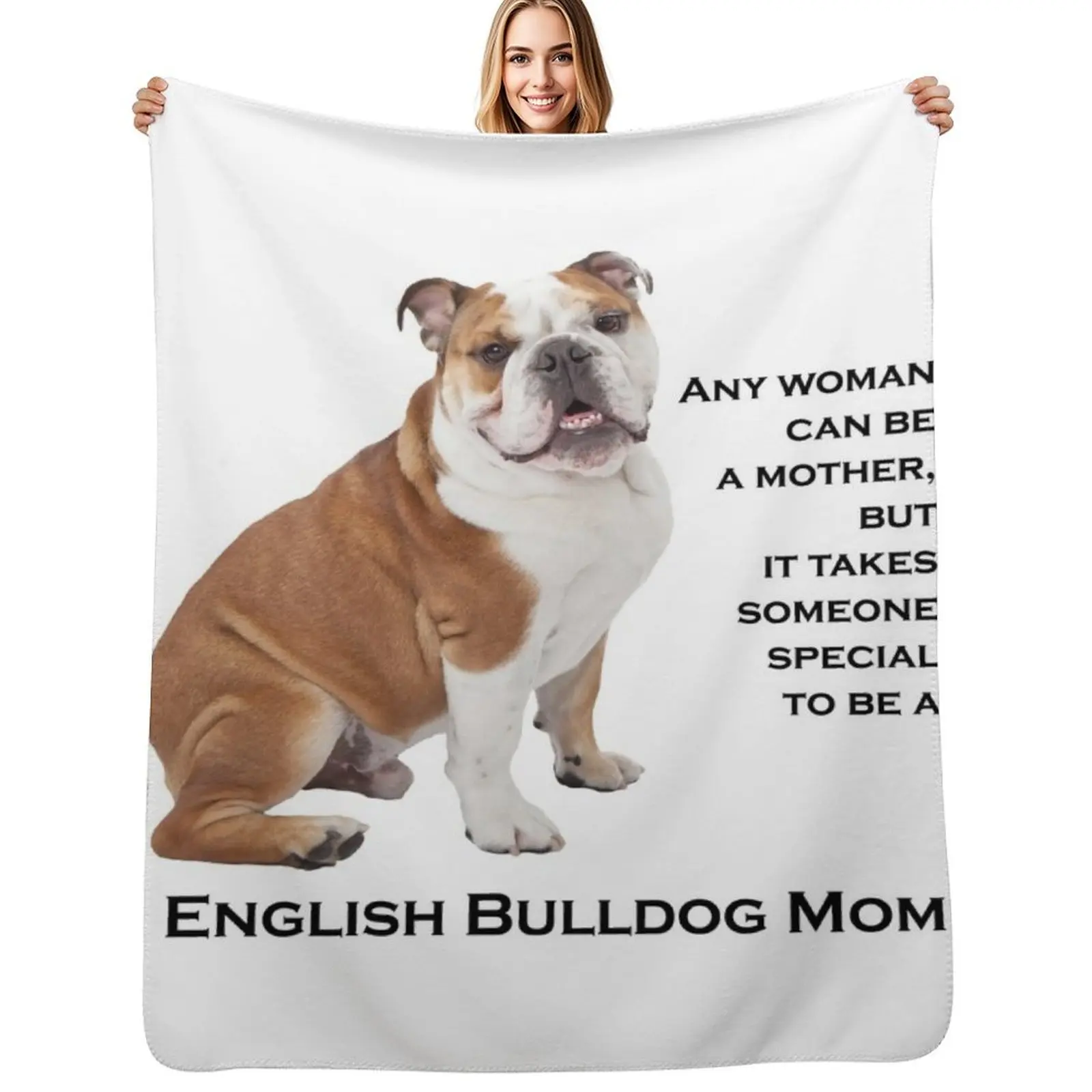 English Bulldog Mom Throw Blanket Soft Warm Blanket Gift for Grandparents