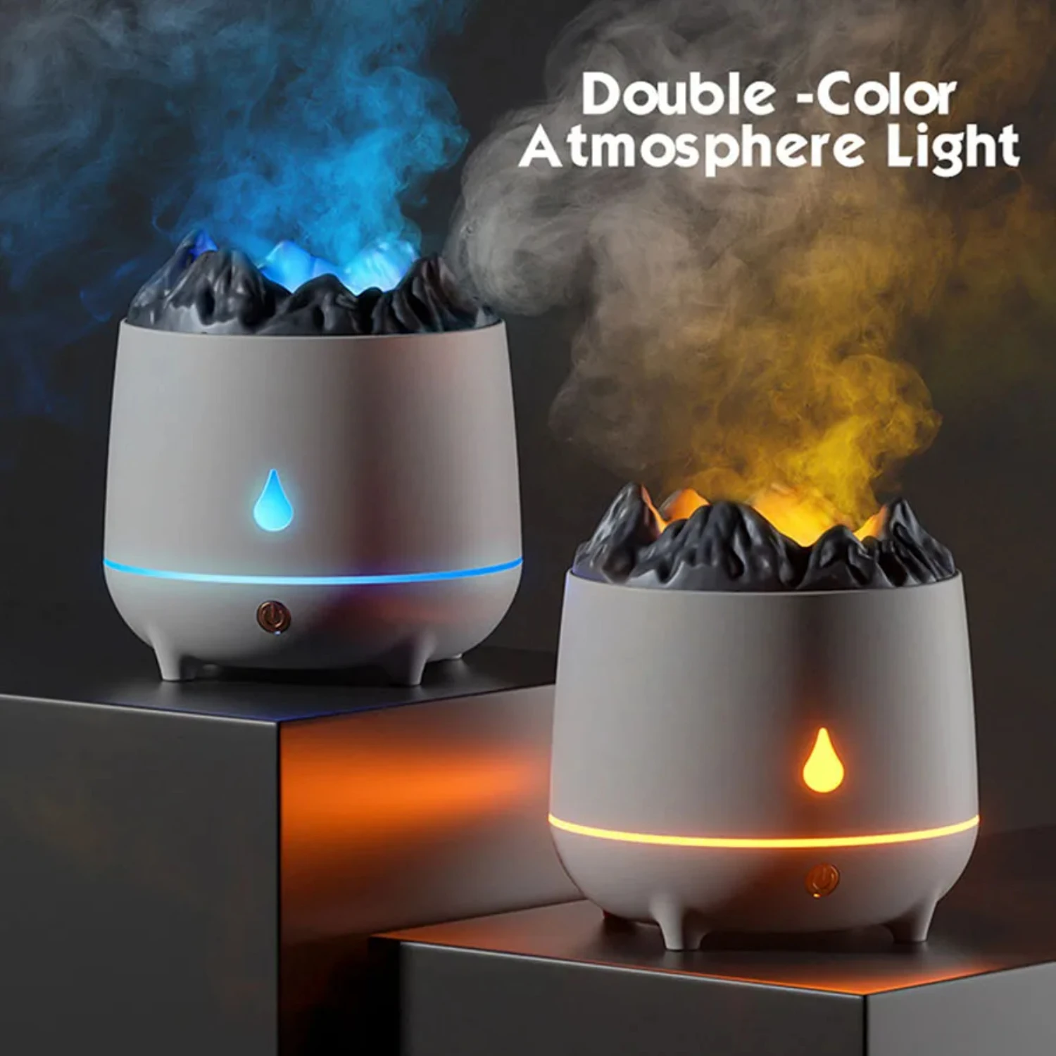 

Flame Mountain Aromatherapy Machine Air Humidifier Large Capacity 400mL, Flame Night Light Creative Aromatherapy