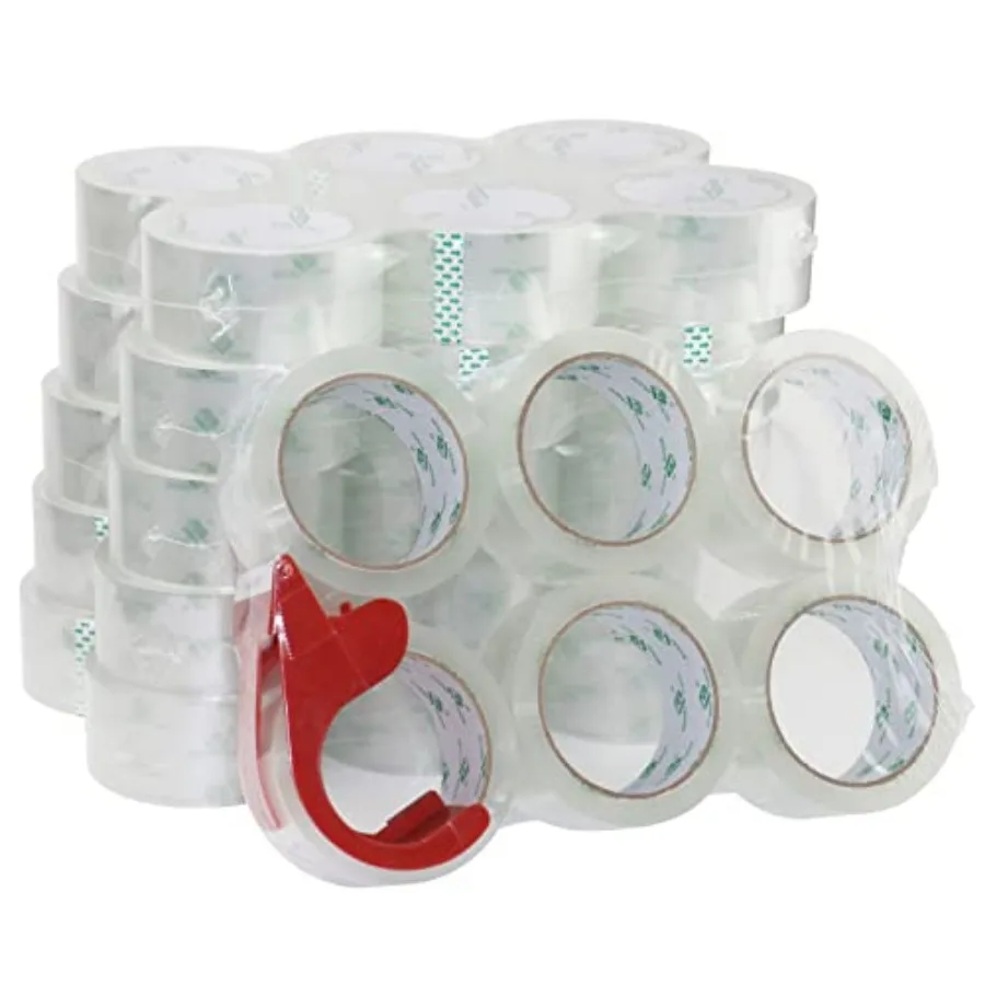 

36 Rolls No Noise Silent Clear Packing Tape with Free Dispenser, 2.4mil x1.88 x 55 Yard, Quiet Packing Tape, Heavy Duty Packagi