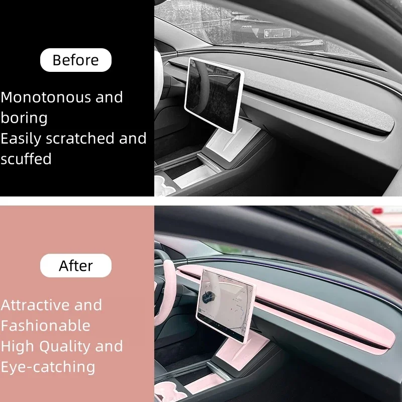 For Tesla Model 3 highland 2024 Fashion ABS Dashboard Cover Trim Air Outlet Panel Cover Trim Sticker Interior Accessories