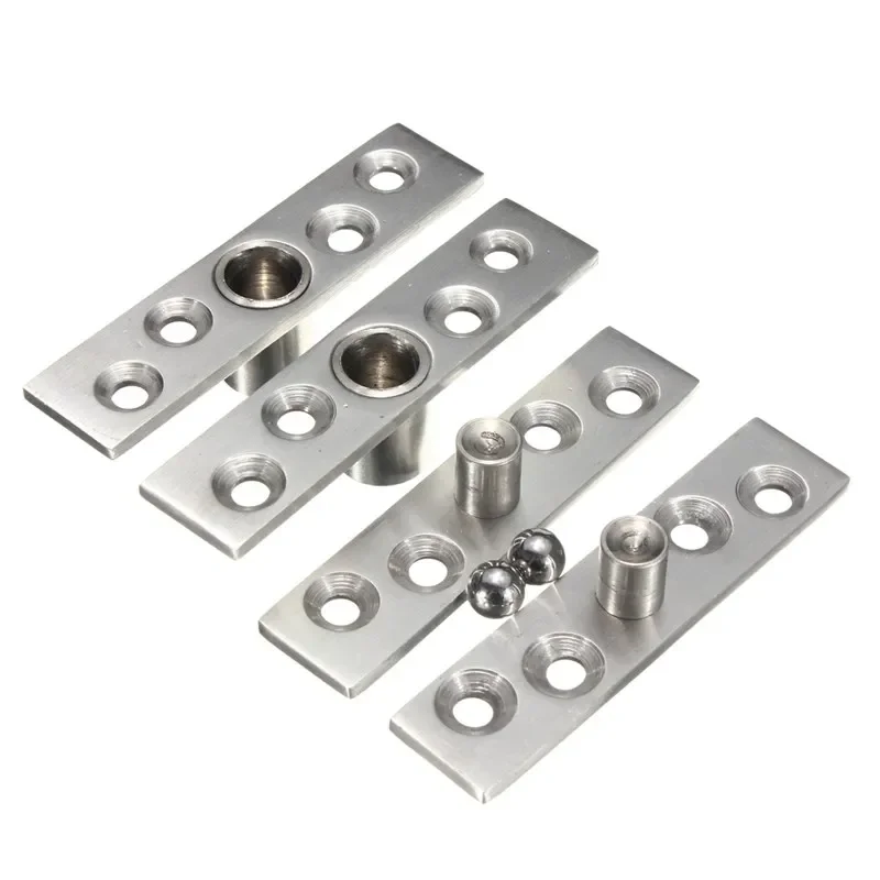 1 Pair Stainless Steel Rotating Hinge 74mm Length 360 Degree Silver Door Pivot Hinge Hardware