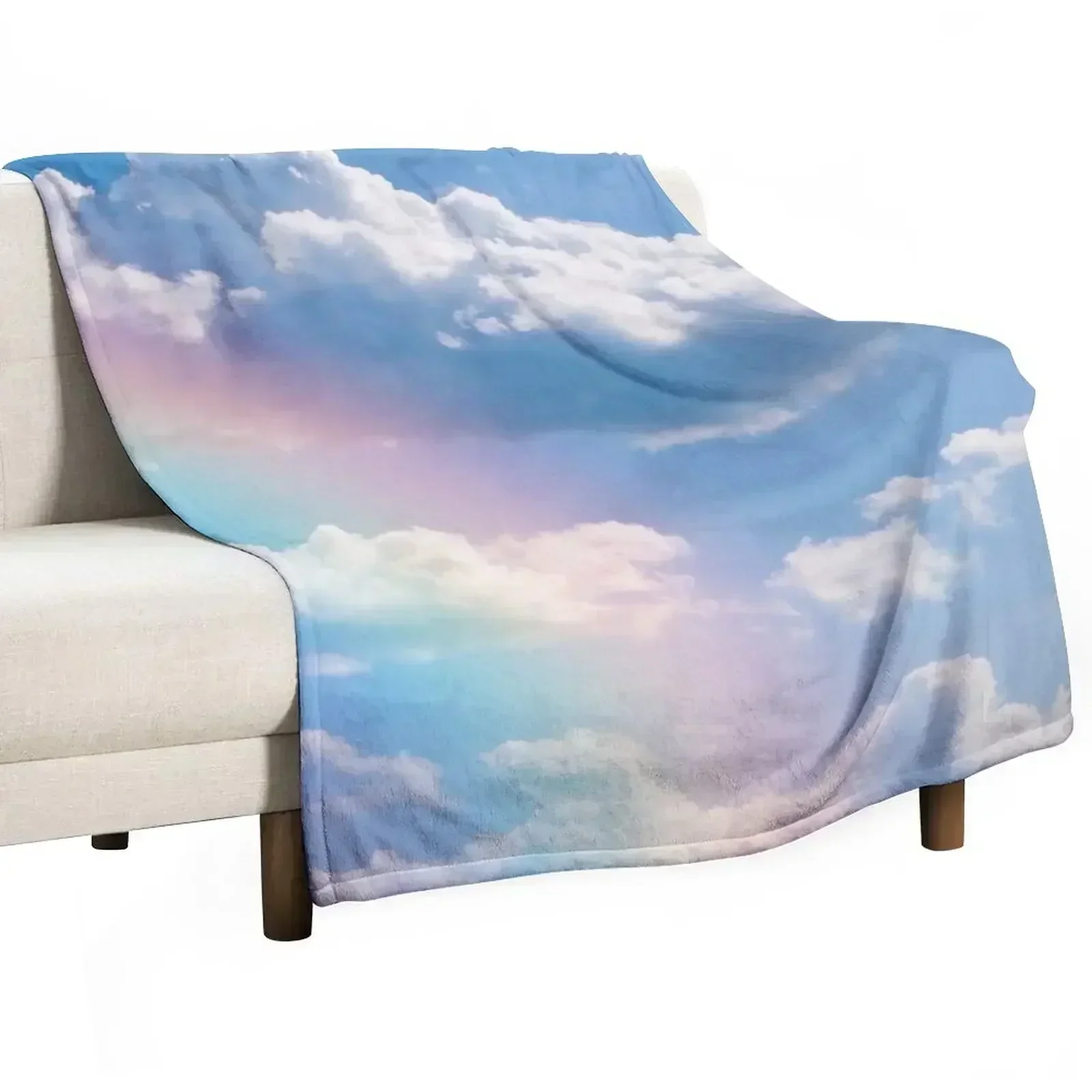 Rainbow Clouds Throw Blanket Fade Resistant Durable Throw Blanket