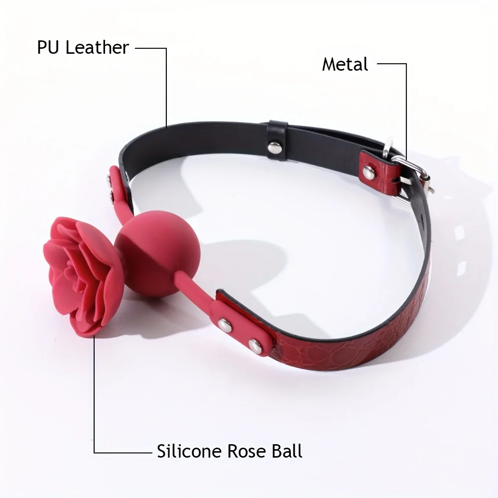 Boule de rose en silicone avec sangle en cuir réglable, jouets sexuels flirtants pour femmes et couples, muselières BDSM pour adultes