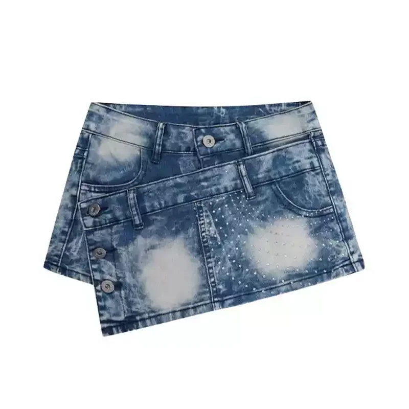 

Women's Blue Shorts Jeans Washed Y2K Harajuku High Street 2000s Style Irregular Sexy Retro Jeans Shorts 2025 Summer Clothing New