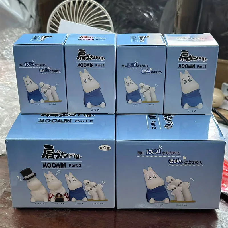 Anime figura moominses ombro a ombro sono sentado boneca caixa cega brinquedo bonito ornamento de mesa coleção modelo crianças presentes