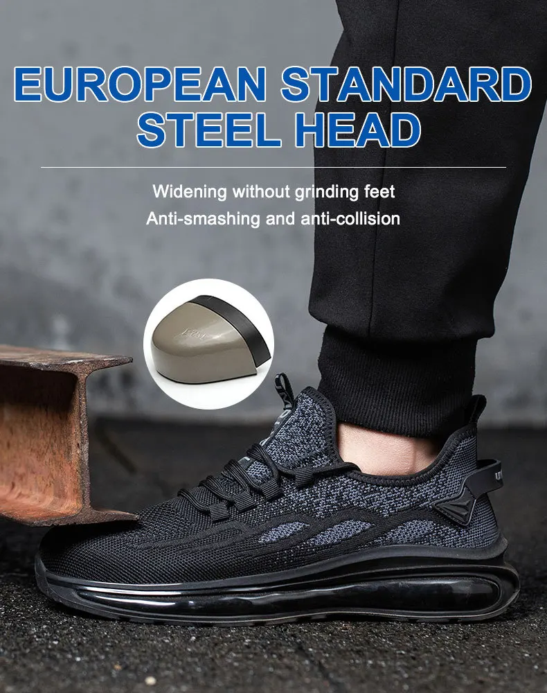 Women Air Cushion Work Safety Shoes For Mesh Breathable Sneakers Steel Toe Shoes Anti-puncture Safety Protective Shoes Anti-slip