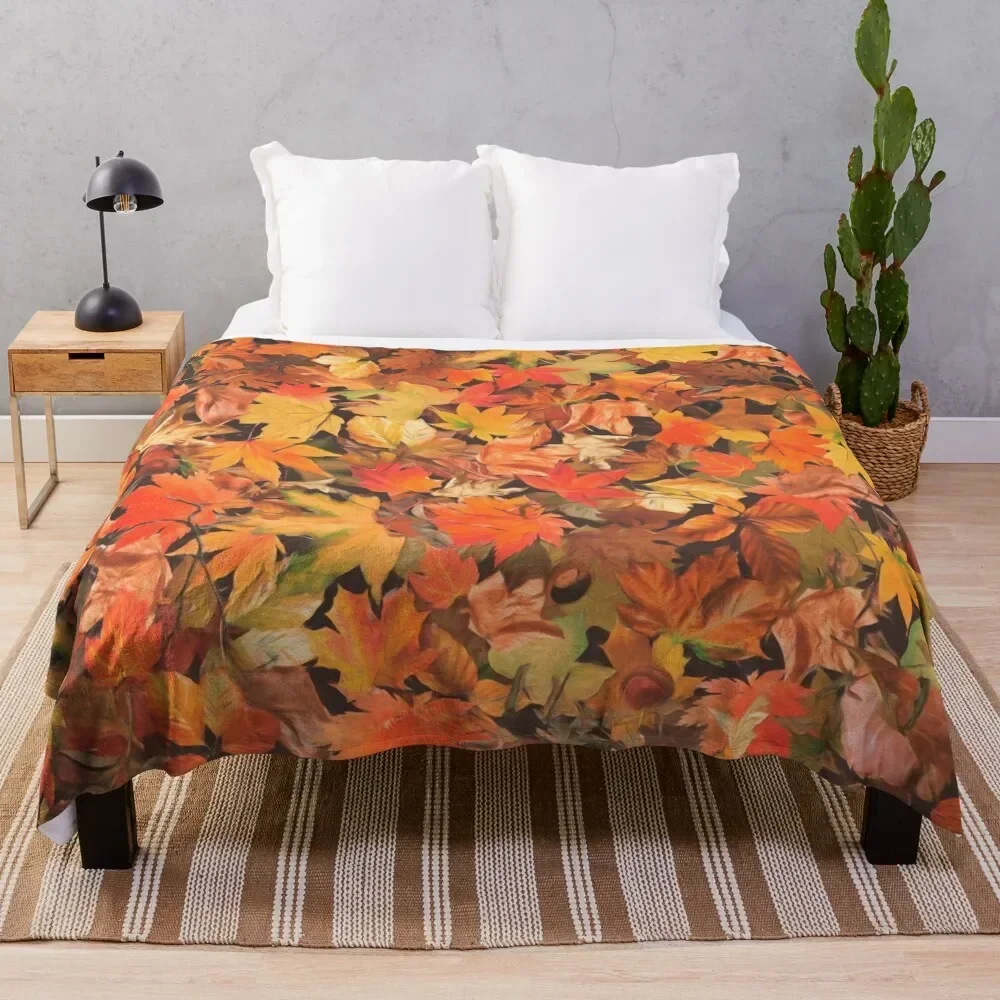 

Autumn leaves Throw Blanket Portable Lightweight Blanket for Travel Camping